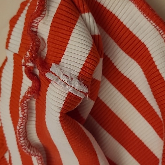 LIKE NEW NA-KED ASOS Red and White Ribbed Tank Top Crop Top with Ruffled Hem - Picture 6 of 6